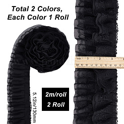 4м 2-х цветный 3-слойный плиссированный шифон с цветочным кружевом&nbsp;OCOR-GF0002-35