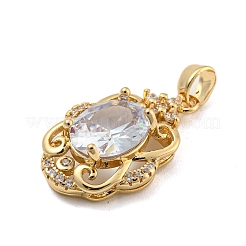 Латунные микропаве прозрачные подвески с фианитом&nbsp;KK-P263-26KCG-03