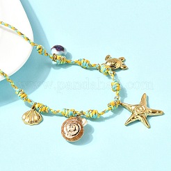 Ожерелья с подвеской из натуральной ракушки Summer Beach из нержавеющей стали 304 с гальваническим покрытием&nbsp;NJEW-F348-01B-G