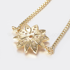 Регулируемые латунные браслеты из микропаве из циркония и боло&nbsp;LS-BJEW-H558-22G