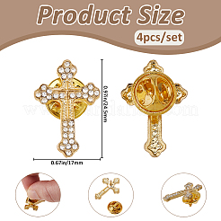 4 шт. цветочный крест из цинкового сплава со стразами на лацкан для рюкзака&nbsp;JEWB-FH0002-32G