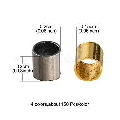 600 шт. 4 цвета латунные обжимные бусины&nbsp;KK-YW0001-52