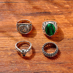 Комплекты колец из цинкового сплава с малахитом&nbsp;FS-WGDA858-01