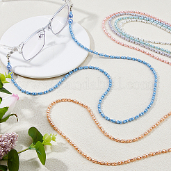 6 шт. 6 цвета стеклянные жемчужины круглые бусины цепочки для очков&nbsp;HJEW-FH00204