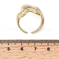 Латунные кольца из манжеты с прозрачным цирконием&nbsp;RJEW-H262-02G