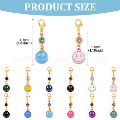 48 шт. 12 стиля подвески из сплава с эмалью в виде камня-талисмана и улыбающегося лица&nbsp;HJEW-YW00169