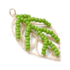 3 шт. подвески в форме листьев из двухцветного стеклянного бисера ручной работы&nbsp;PALLOY-MZ00935