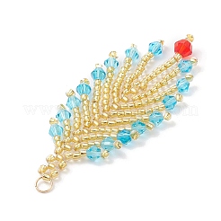 Большие подвески из стеклянных бусин в форме перьев&nbsp;PALLOY-MZ00949-02