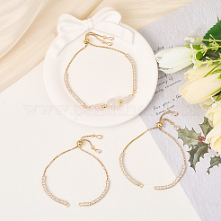 3 шт. латунный прозрачный кубический цирконий квадратный слайдер браслет изготовление&nbsp;BJEW-BBC0001-18