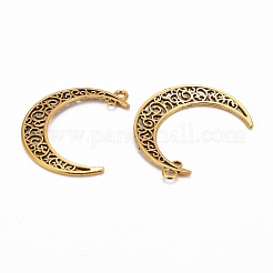 Подвески в тибетском стиле из сплава с полой луной и 2 звеном&nbsp;TIBEP-5312-AG-LF