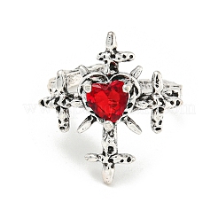 Кольцо-солитер из цинкового сплава со стразами&nbsp;LS-RJEW-Z048-03AS-02