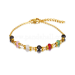 Браслеты из натурального халцедона и стеклянных круглых бусин&nbsp;KY9954-2