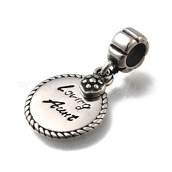 304 нержавеющая сталь плоские круглые любящие тети европейские подвески&nbsp;STAS-L284-04AS