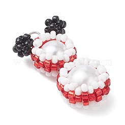 Подвески-снеговики из стеклянных бусин&nbsp;PALLOY-MZ00888-03