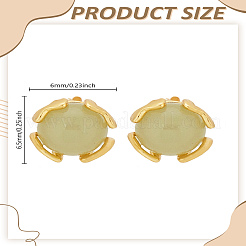 1 пара серег-гвоздиков из латуни с имитацией нефрита&nbsp;EJEW-LP0003-44