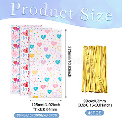 45 шт. 3 пластиковых пакета для хранения печенья с принтом в виде сердца&nbsp;ABAG-TA0001-22