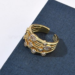 Открытые кольца манжеты из латуни с микропаве и кубическим цирконием&nbsp;RJEW-C158-02G