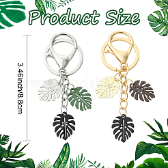 Брелки с подвесками из окрашенного в горячем виде сплава в форме тропических листьев&nbsp;KEYC-YW00245-01