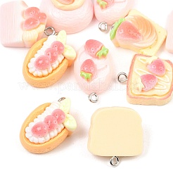 Подвески из непрозрачной смолы с имитацией еды в виде клубники&nbsp;RESI-P049-04P-M