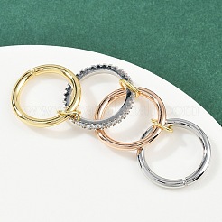 Женские кольца-пальцы с микропаве из кубических цирконий из латуни&nbsp;RJEW-P160-01G-MC