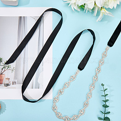 Металлические пояса для талии со стразами в форме конского глаза для свадебного платья&nbsp;AJEW-WH20080-65F-S