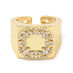 Открытое кольцо-манжета с квадратным прозрачным цирконием&nbsp;RJEW-L121-037G