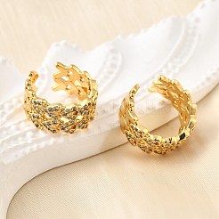 Латунные серьги-манжеты из прозрачного кубического циркония&nbsp;EJEW-K309-10G