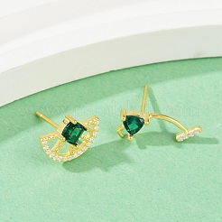 S925 серьги-гвоздики из стерлингового серебра с кубическим цирконием&nbsp;EJEW-V019-01G