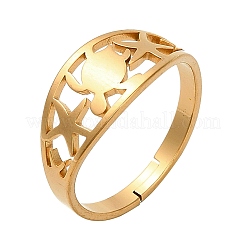 Кольца из нержавеющей стали 304 с ажурными черепахами и морскими звездами для женщин&nbsp;LS-RJEW-G353-01G