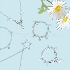 Звездные железные цепи браслеты с подвесками и цинковый сплав звезда кулон 3 слой ожерелья для женщин&nbsp;SJEW-SC0001-02