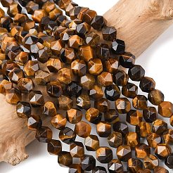 Граненые натуральные тигровые глазки&nbsp;G-K066-01-6mm-01