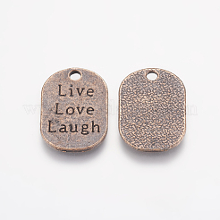 Тибетский сплав стиль плоские овальные резные утверждение слово подвески жить любовь смех&nbsp;TIBEP-22066-R-NR