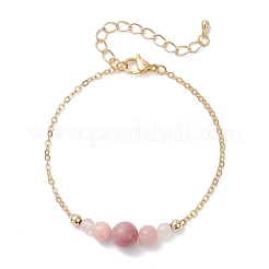 Браслеты из круглых бусин натурального родонита&nbsp;BJEW-JB13172-03