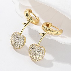 Серьги-кольца из вишневой латуни с микропаве из кубических цирконий&nbsp;EJEW-M077-04G-01