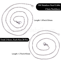 40 шт. 2 стиля ожерелья из нержавеющей стали 304 с цепочкой&nbsp;NJEW-BBC0001-42