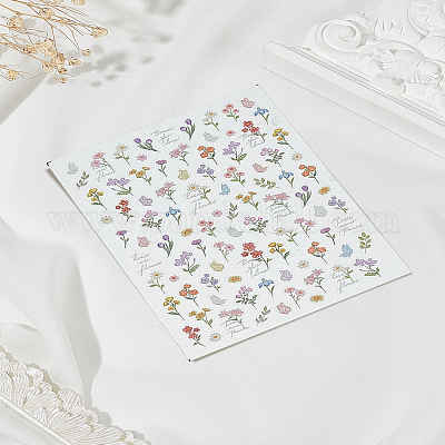 Наклейки для ногтей с цветочным рисунком&nbsp;DIY-WH0899-97-1