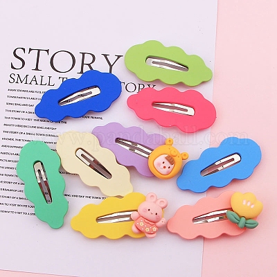 Милые кремовые заколки для волос в форме листа из сплава&nbsp;OHAR-PW0003-094-1