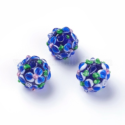 Ручной работы ухабистым Шарики Lampwork&nbsp;LAMP-E021-07I-1