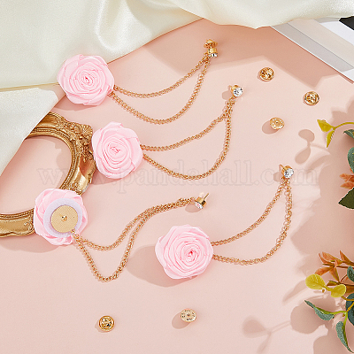 Полиэстер цветок розы лацкан булавка задняя часть&nbsp;JEWB-FH0002-09A-1