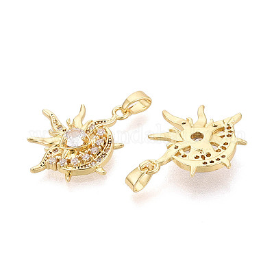 Латунные микропаве прозрачные подвески с фианитом&nbsp;KK-N259-08G-1