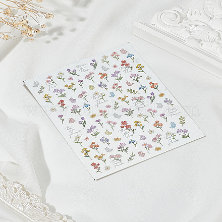 Наклейки для ногтей с цветочным рисунком&nbsp;DIY-WH0899-97-1