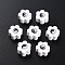 Handmade Polymer Clay Beads, for DIY Jewelry Crafts Supplies, Flower with Yin-yang, White, 8~9x7.5~8.5x4~4.5mm, Hole: 1.6~1.8mm