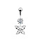 Piercing Jewelry, Brass Cubic Zirconia Navel Ring, Belly Rings, with 304 Stainless Steel Bar, Butterfly, Stainless Steel Color, 36x15.5mm, Pin: 1.6mm