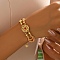 Alloy Micro Pave Cubic Zirconia Link Bracelets for Women, Flat Round with Flower & Moon, Gold, Red, Inner Diameter: 7-1/4 inch(18.5cm)