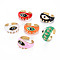 Brass Micro Pave Colorful Cubic Zirconia Cuff Rings, Open Rings, with Enamel, Nickel Free, Evil Eye, Real 16K Gold Plated, Mixed Color, US Size 7 1/4(17.5mm)
