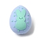 Easter Silicone Focal Beads, Sky Blue, Egg, 22x17x17mm, Hole: 2mm