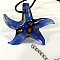 Starfish Millefiori Glass Pendant Waxed Cord Necklaces, Royal Blue, 17.72 inch(45cm)