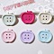Plastic Buttons, 4-Hole, Apple, Mixed Color, 23x25x3mm, Hole: 1.9mm
