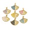 Brass Pendants, Shell Shape Charms, with Enamel, Real 18K Gold Plated, 20.5x25.5x2.5mm, Hole: 3.5x4mm