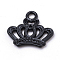 Opaque Acrylic Pendants, Crown, Black, 21x23.5x3mm, Hole: 3mm, about 890pcs/500g